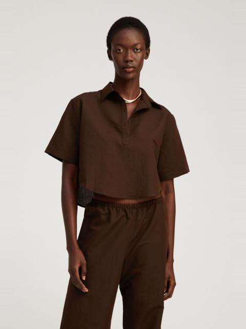 SPRWMN AMERICANO LINEN CROPPED HENLEY SHIRT