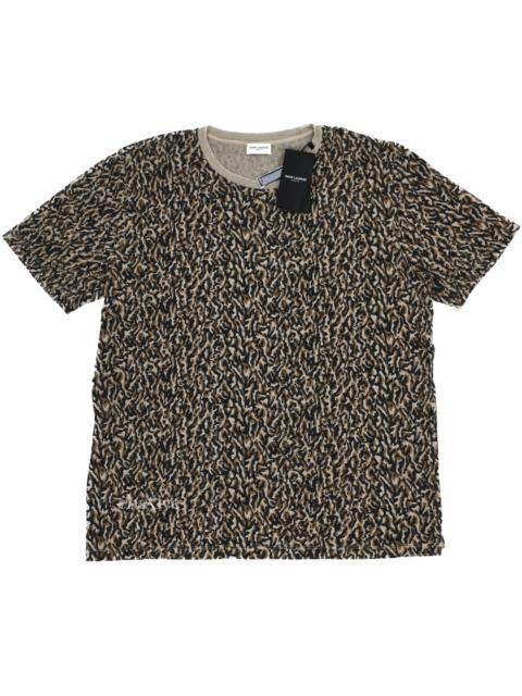 SAINT LAURENT Saint Laurent Leopard Camo Distressed Crewneck T-Shirt