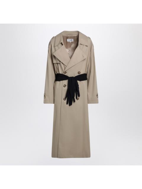 MM6 Maison Margiela Mm6 Maison Margiela Beige Cotton Trench Coat With Gloves Women