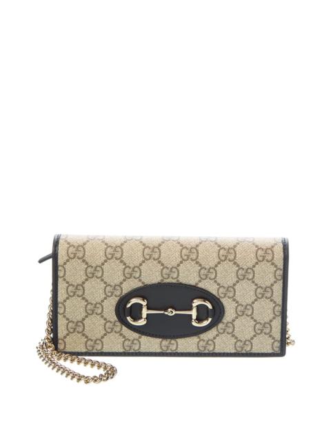 GUCCI Gucci Horsebit 1955 GG Supreme Canvas & Leather Wallet On Chain