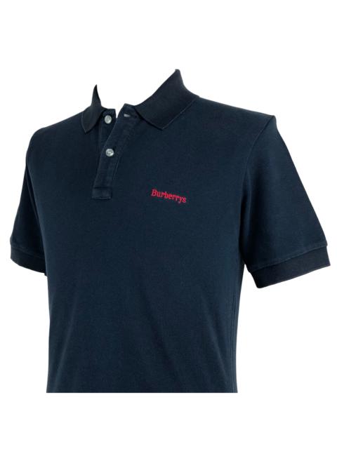 Burberry Vintage Burberrys Black Polo Shirt Embroidered Spell Out Logo England Size M
