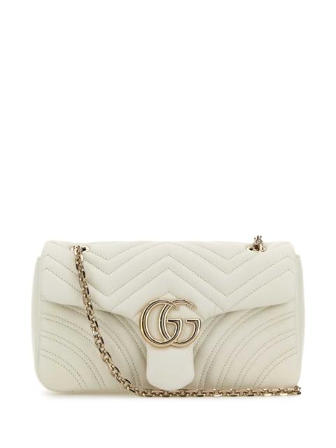 GUCCI Gucci Women White Nappa Leather Medium Gg Marmont Shoulder Bag