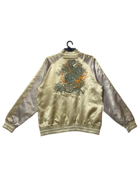 Other Designers Vintage - Vtg 90s Sukajan dragon twist embroidered bomber satin jacket