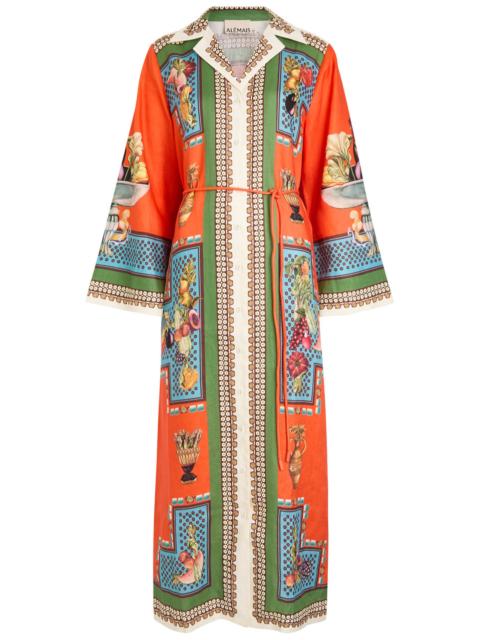 ALÉMAIS Alemais Rocco Printed Linen Maxi Shirt Dress