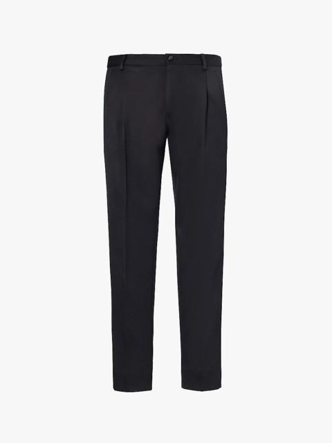 Gabardine tapered-leg wool-blend trousers