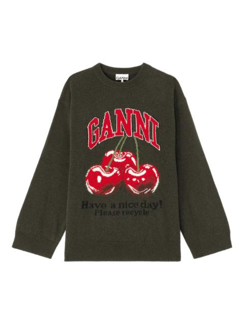 GANNI cherry graphic sweater