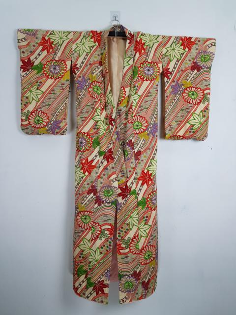 Other Designers Japanese Brand - Yukata Flower Vivid Yellow Vintage Japan Hitoe Kimono #5590