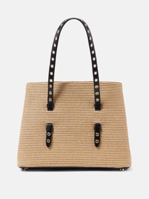 Alaïa Mina 25 leather-trimmed raffia tote bag