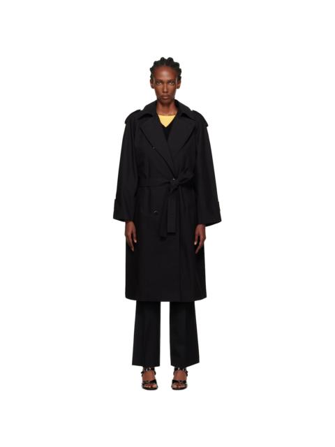NOTHING WRITTEN Black Oversized Double-Breasted Trench Coat