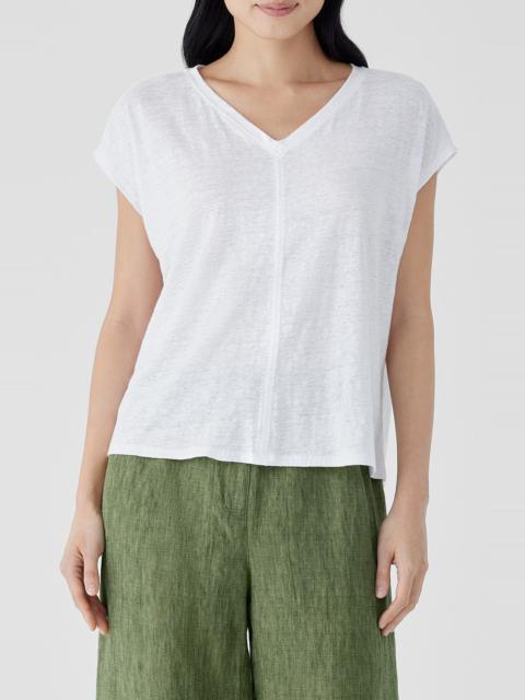 EILEEN FISHER Eileen Fisher V-Neck Organic Linen T-Shirt in White at Nordstrom