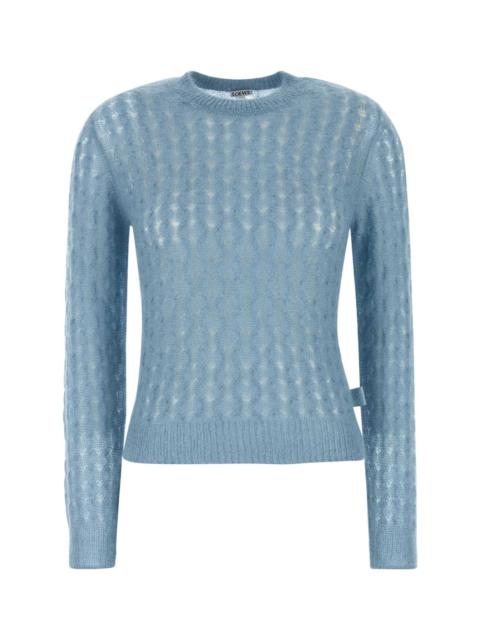 Loewe Loewe Women Pastel Light Blue Mohair Blend Sweater