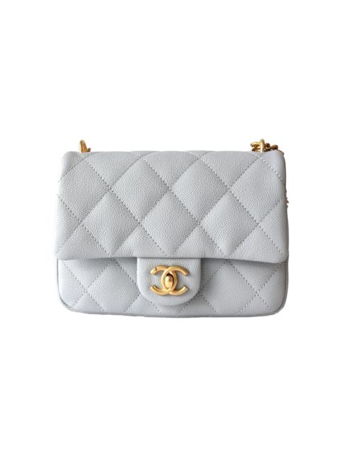 CHANEL Chanel Caviar Quilted Mini Sweetheart Flap Bag Gold Hardware Light Grey