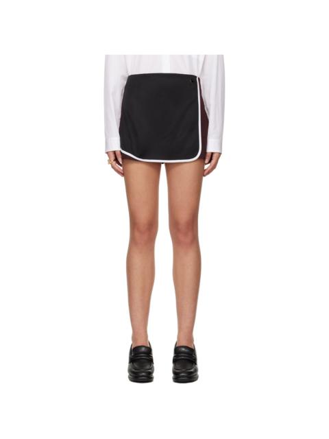 Ambush Black & Burgundy Black Pleats Track Miniskirt
