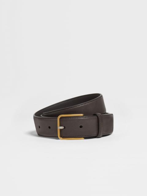 ZEGNA DARK BROWN BOVINE LEATHER BELT