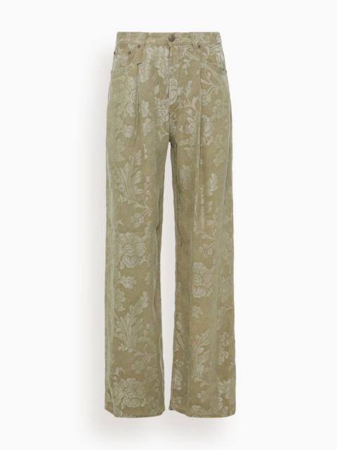 R13 Damon Pleated Trouser in Olive Floral