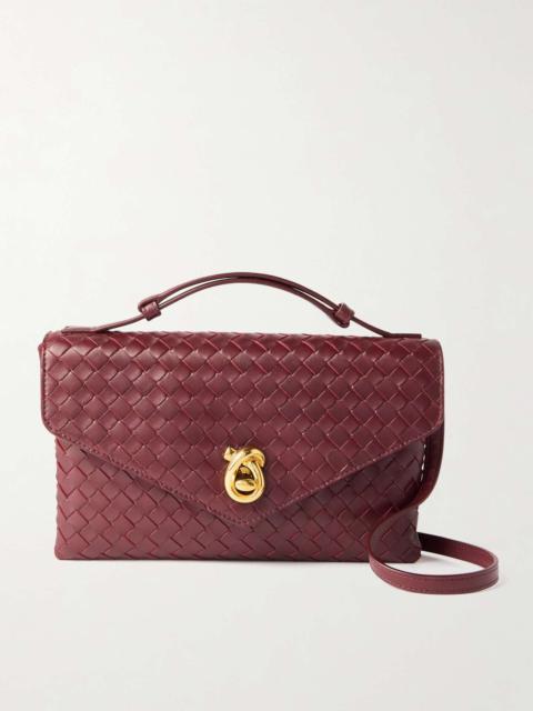 Knot Lock medium intrecciato leather shoulder bag Burgundy