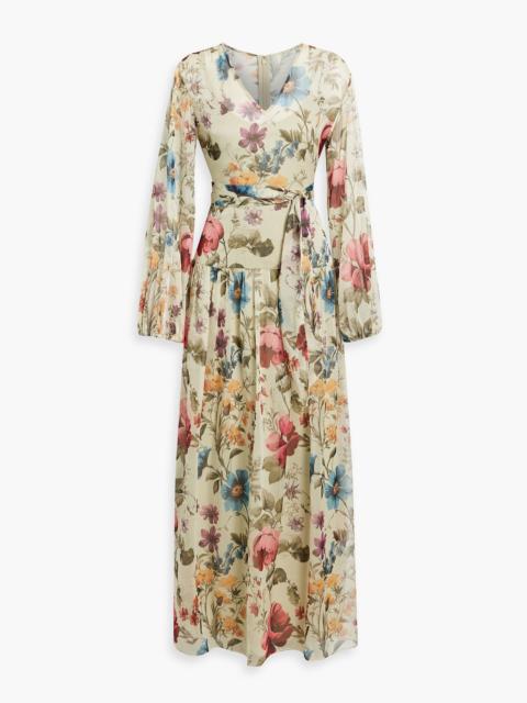 Other Designers Belted floral-print chiffon maxi dress