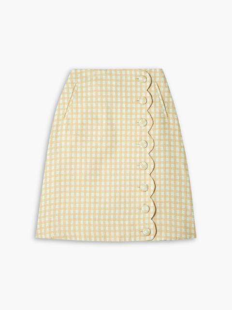 Other Designers Scalloped checked cotton-blend bouclé-jacquard skirt