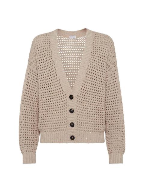 Brunello Cucinelli Brunello Cucinelli Wolight Camel Open Knit Sweater