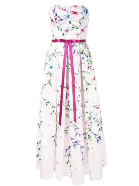 Other Designers Marchesa Notte - Strapless Printed Mikado Corseted Gown