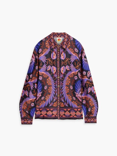 FARM RIO Printed crepe de chine shirt