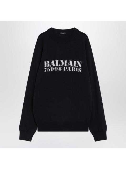 Balmain Blue Wool Sweater With Logo Men