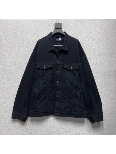 BALENCIAGA Balenciaga black washed graffiti logo denim jacket
