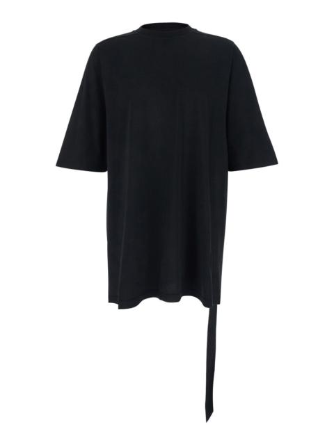 Rick Owens DRKSHDW Drkshdw Men Black Crew Neck T-Shirt With Raised Collar In Cotton Man