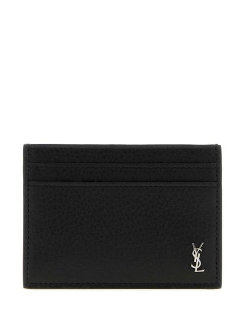 SAINT LAURENT Saint Laurent Men Black Leather Tiny Card Holder