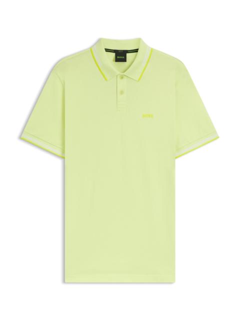 BOSS STRETCH-COTTON SLIM-FIT POLO SHIRT WITH BRANDING
