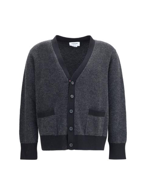 Thom Browne Thom Browne Men Textured Stitch V Neck Cardigan In Washe