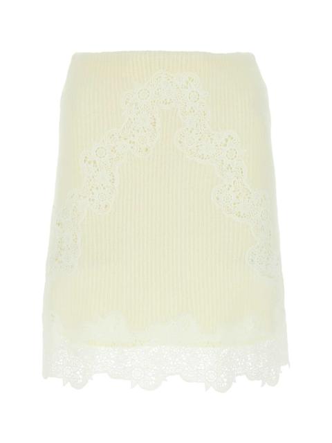 Ivory Wool Mini Skirt
