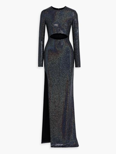THE SEI Cutout sequined stretch-jersey gown