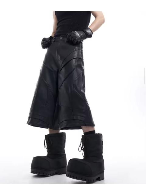 Other Designers Japanese Brand - ⚔️ Avant-Garde Style PU Leather Padded Moto Shorts