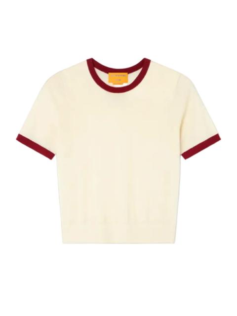 GUEST IN RESIDENCE Airy Ringer Tee in Cream/Carmine