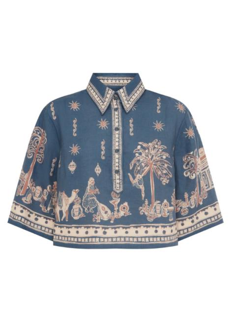 ALÉMAIS Acacia Cropped Shirt in Blue