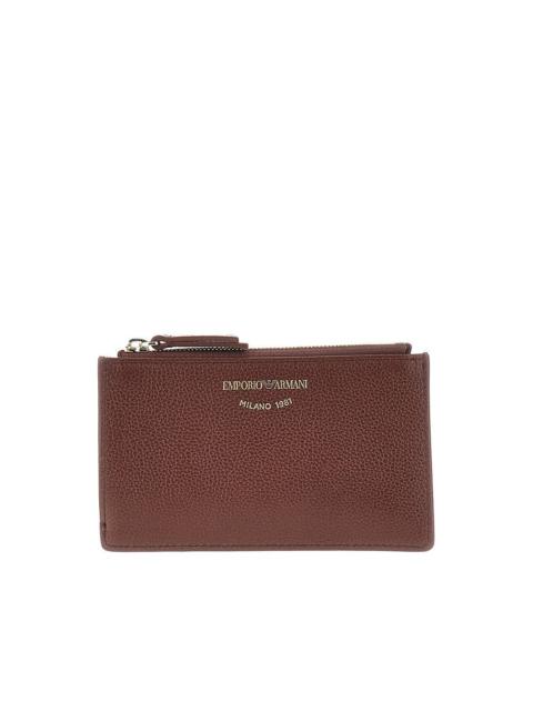 EMPORIO ARMANI Emporio Armani Grained Leather Card Holder Brown