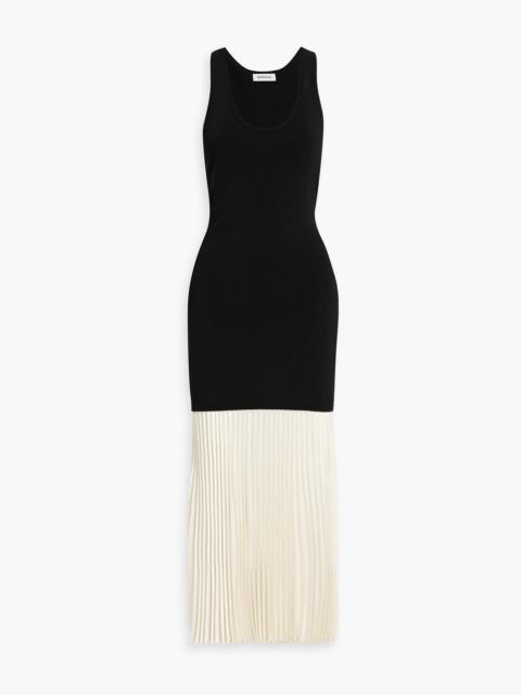 SIMKHAI Zaden layered pleated satin and jersey maxi dress