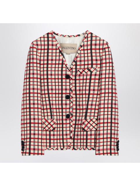 Valentino Check-Pattern Jacket In Virgin Wool And Cotton Women
