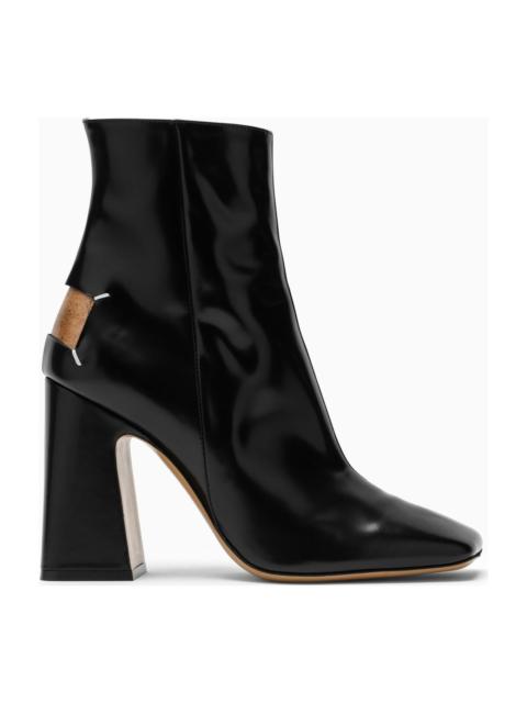 Black Shiny Leather Ankle Boots