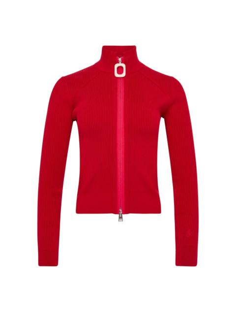 JW Anderson FITTED ZIP UP CARDIGAN - CRIMSON RED