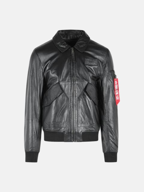ALPHA INDUSTRIES 'CWU' BLACK LEATHER JACKET