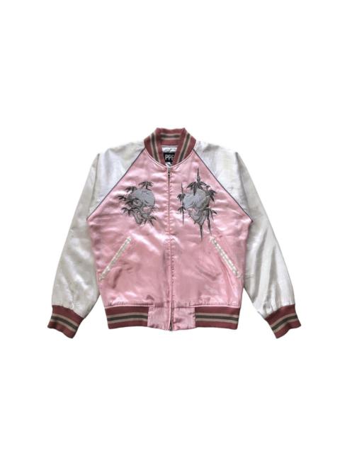 Other Designers Japanese Brand - PPFM ‘rest in peace’ embroidered skull satin jacket