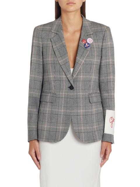 Golden Goose Golden Goose Dune Glen Plaid Virgin Wool Blend Blazer in Grey/Bone White at Nordstrom