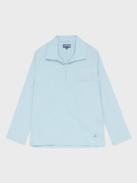 Vilebrequin Men Wool Peajacket Shirt Micro Rayures Tailoring