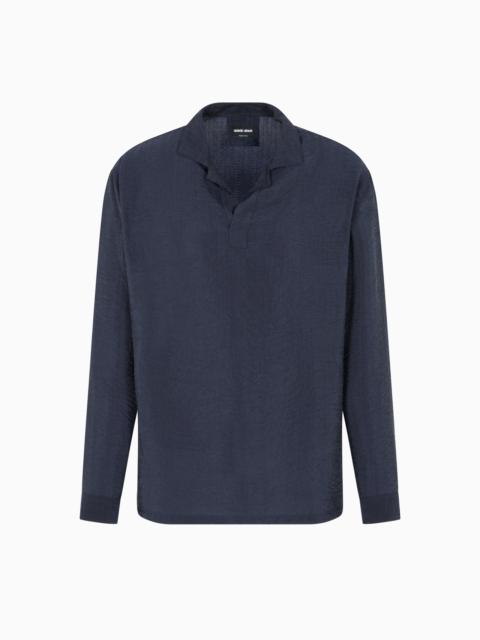 GIORGIO ARMANI JACQUARD CUPRO POLO SHIRT
