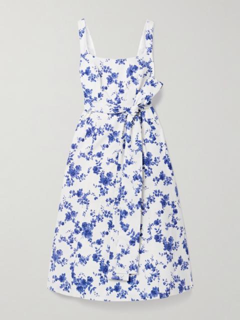 CAROLINA HERRERA Belted Floral-print Faille Midi Dress
