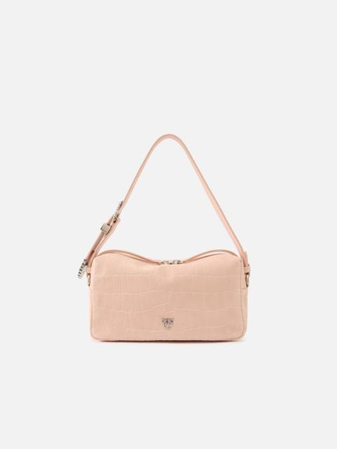 PINKO MEDIUM CROSSBODY BOWLER BAG IN CROCODILE-PRINT LEATHER