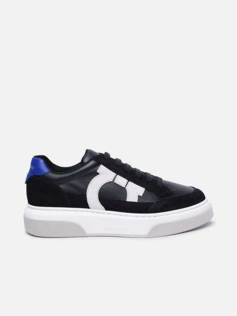 FERRAGAMO Ferragamo Men Cassina' Black Leather Blend Sneakers