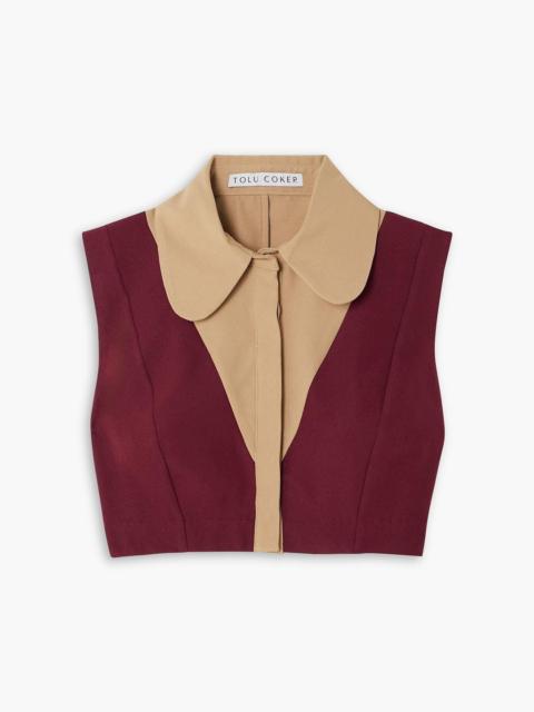 Other Designers Cropped paneled two-tone cady shirt